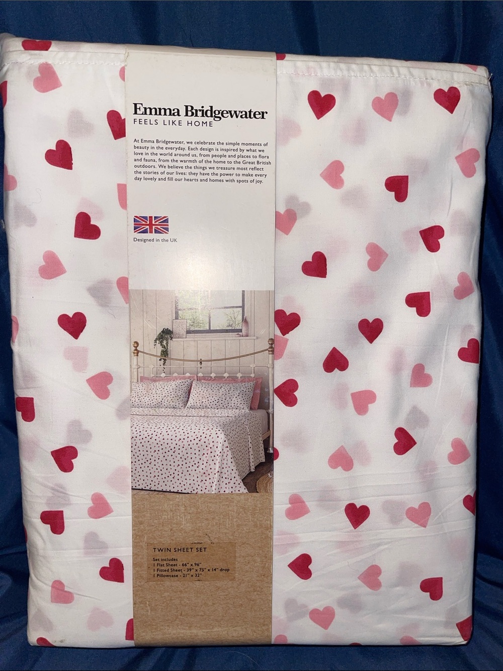 Emma Bridgewater - Pink & Red Heart Twin Sheet Set